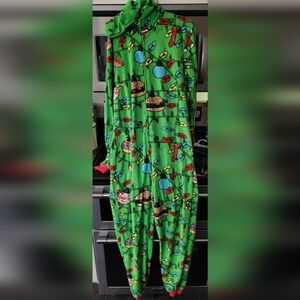 West 49 Vibrant Green Onesie with Festive Lights